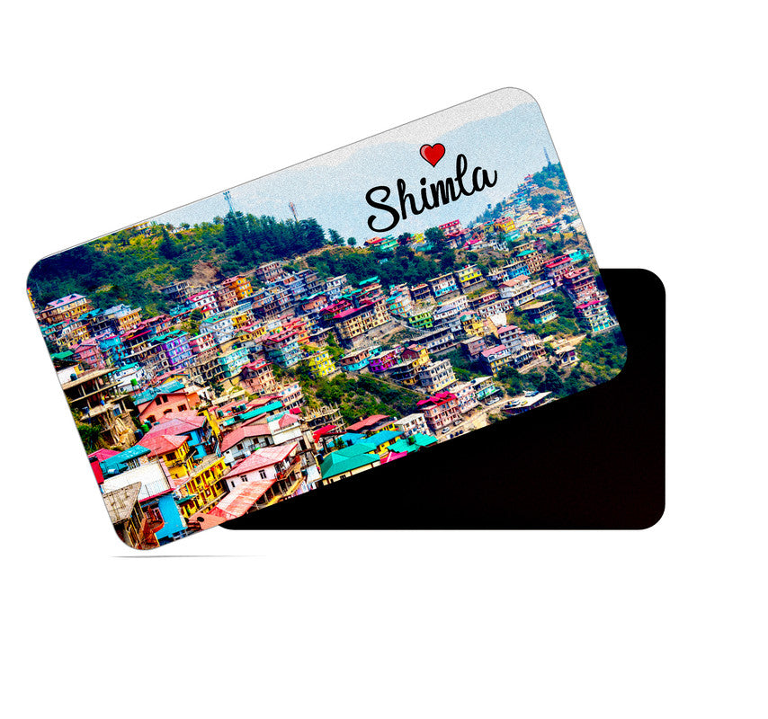 dhcrafts Rectangular Rubber Fridge Magnet / Magnetic Card Multicolor Himachal Pradesh Shimla D2 Design Pack of 1 (8.6cm x 5.4cm)